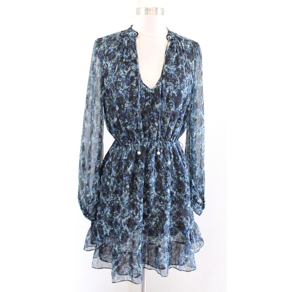 Intermix Black Blue Python Snakeskin Print Silk C… - image 3